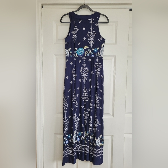 Rabbit Rabbit Rabbit Navy Floral Embroidered Maxi Dress - Size 10 - Picture 9 of 9